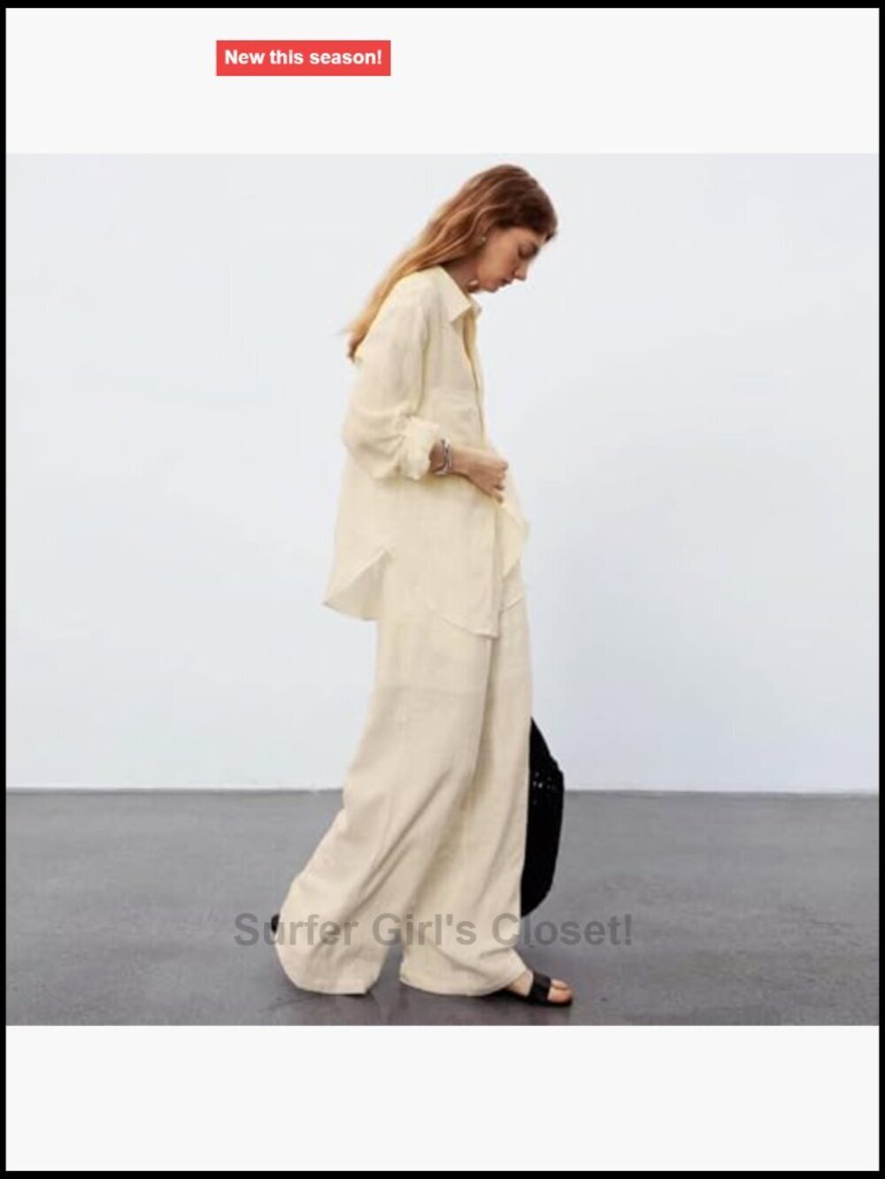 Women's Linen Blend 2 Piece Set Long Sleeve Button Down Shirt & Wide Leg Pants - Picture 2 of 7